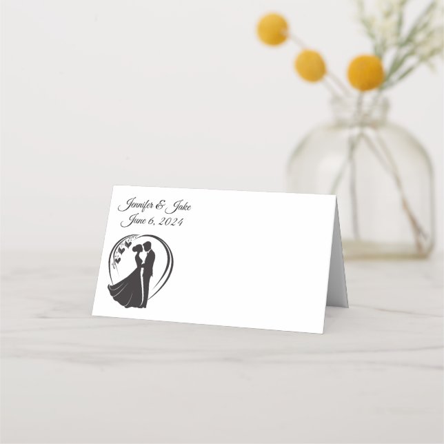 Folded Name Place Card-Wedding Couple Card (Front)