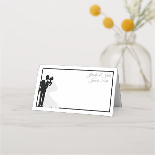 Folded Name Place Card-Wedding Couple-Custom Names Place Card