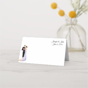 Folded Name Place Card-Wedding Couple-Custom Names Place Card