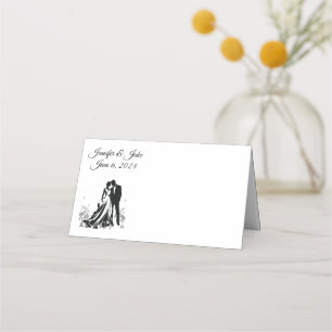 Folded Name Place Card-Wedding Couple Place Card