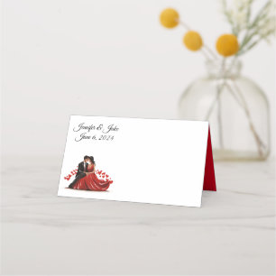 Folded Name Place Card-Wedding Couple Place Card