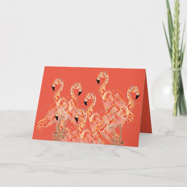 Folded Note  Card : Flamingos (Front)