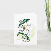 Folded note card-original watercolor of gardenia