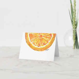 Folded note Card-  watercolor of an orange slice Note Card