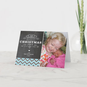 FOLDED PHOTO CHRISTMAS CARD vintage chalkboard