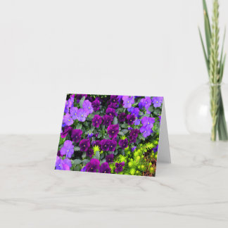 Folded Purple Pansies Note Card, Horizontal Card