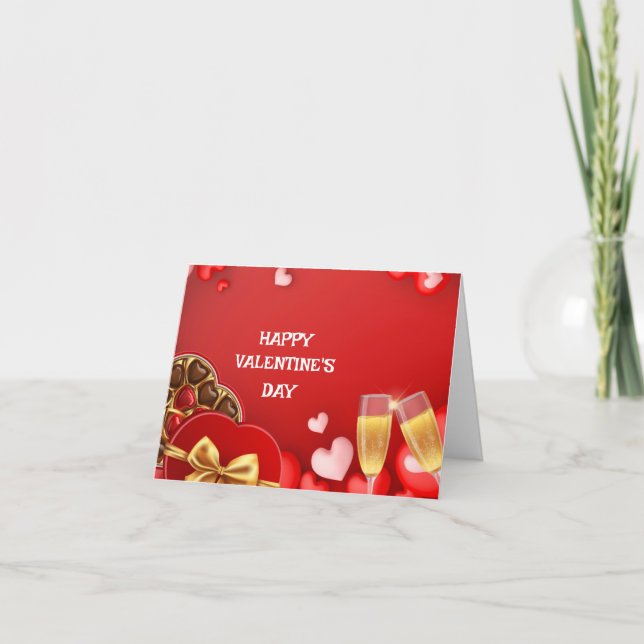 Folded red happy valentine's day card (Front)