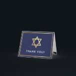 FOLDED THANK YOU bar mitzvah gold star navy blue Card<br><div class="desc">[ NOTE - THE GOLD EFFECT IS A PRINTED PICTURE ] A modern, simple design for a THANK YOU CARD Setup as a template it is simple for you to add your own details, or hit the customize button and you can add or change text, fonts, sizes etc TIP ::...</div>