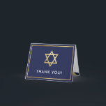 FOLDED THANK YOU bar mitzvah gold star navy blue Card<br><div class="desc">[ NOTE - THE GOLD EFFECT IS A PRINTED PICTURE ] A modern, simple design for a THANK YOU CARD Setup as a template it is simple for you to add your own details, or hit the customize button and you can add or change text, fonts, sizes etc TIP ::...</div>