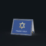 FOLDED THANK YOU bat mitzvah gold star royal blue Card<br><div class="desc">[ NOTE - THE GOLD EFFECT IS A PRINTED PICTURE ] A modern, simple design for a THANK YOU CARD Setup as a template it is simple for you to add your own details, or hit the customize button and you can add or change text, fonts, sizes etc TIP ::...</div>