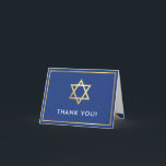 FOLDED THANK YOU bat mitzvah gold star royal blue Card<br><div class="desc">[ NOTE - THE GOLD EFFECT IS A PRINTED PICTURE ] A modern, simple design for a THANK YOU CARD Setup as a template it is simple for you to add your own details, or hit the customize button and you can add or change text, fonts, sizes etc TIP ::...</div>