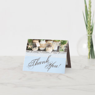 Folded Thank You Card Beach Sea Mason Jars Ocean