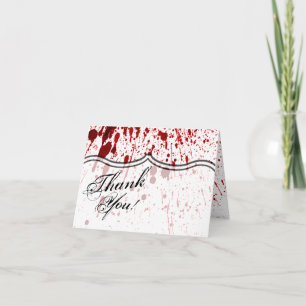 Folded Thank You Card Blood Splatter Vampire Gothi