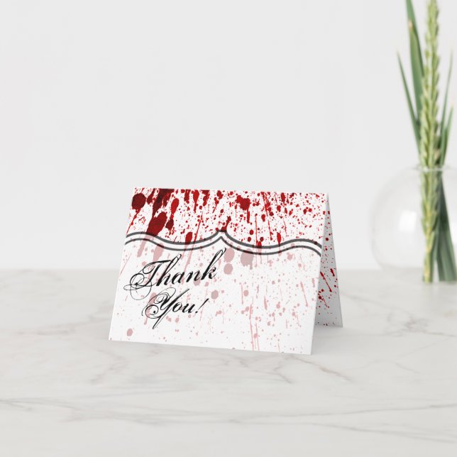 Folded Thank You Card Blood Splatter Vampire Gothi (Front)