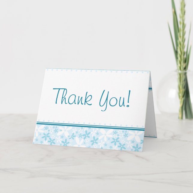 Folded Thank You Card Blue Daisies (Front)
