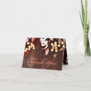 Folded Thank You Card Cotton Branch on Dark Wood S