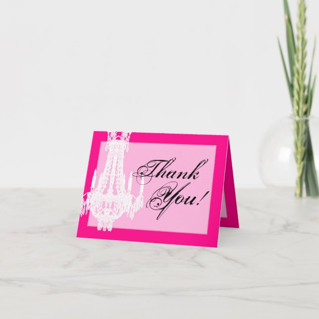 Folded Thank You Card Crystal Chandelier Glitz Gla (Front)