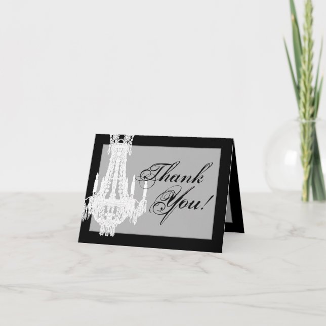 Folded Thank You Card Crystal Chandelier Glitz Gla (Front)