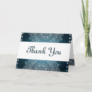 Folded Thank You Card Deep Moroccan Blue