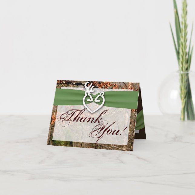Folded Thank You Card Deer Couple Doe Buck Camo (Front)