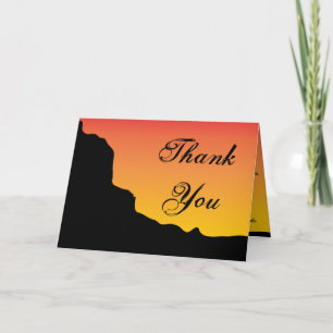 Folded Thank You Card Desert Mountain Sunset Red W