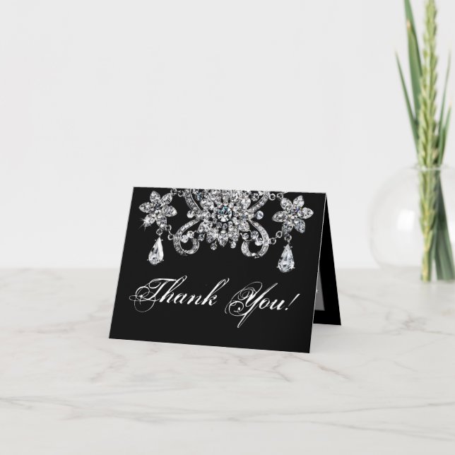 Folded Thank You Card Diamond Jewellery Necklace (Front)