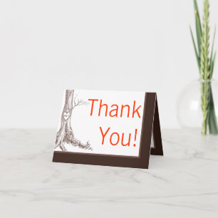 Folded Thank You Card Fall Tree Initial Carvings