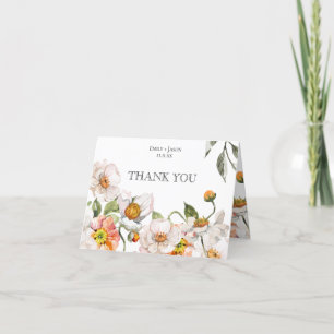 Folded Thank you card floral romantic wedding