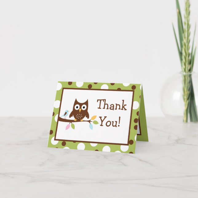 Folded Thank you Card Forest Friends Owl (Front)