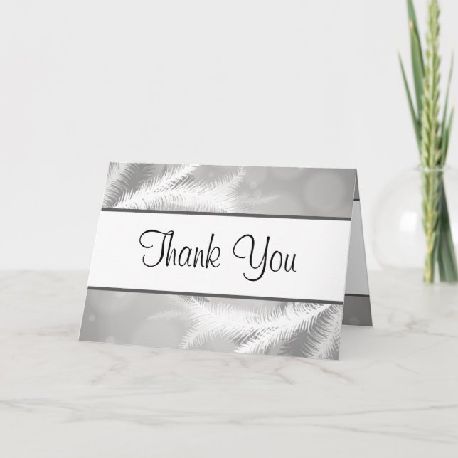 Folded Thank You Card Grey Snowflakes (Front)