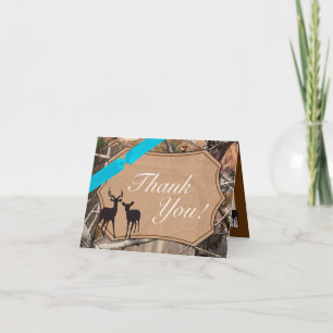 Folded Thank You Card Hunters Camo Camoflauge Deer