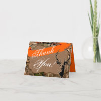 Folded Thank You Card Hunting Deer Buck Head Camo