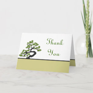 Folded Thank You Card Japanese Green Bonsai Tree O