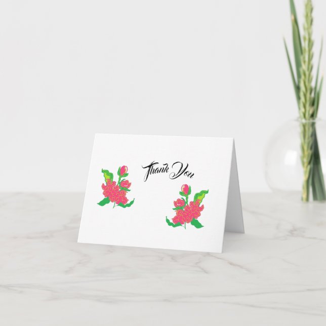 Folded Thank You Card : Japanise Flower (Front)