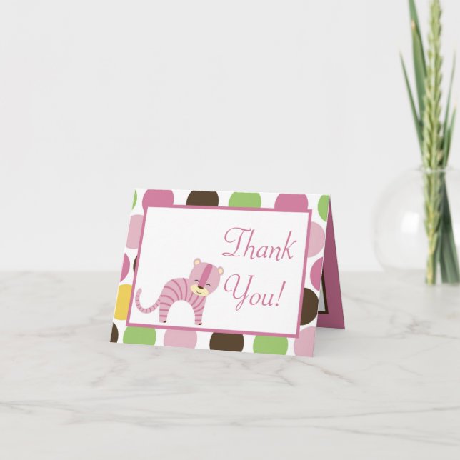 Folded Thank you Card Jungle Queen Tiger Safar Zoo (Front)