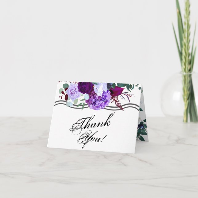 Folded Thank You Card Lavender Hibiscus on White (Front)