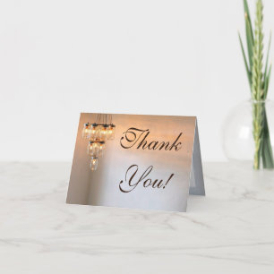 Folded Thank You Card Mason Jar Chandelier Candle