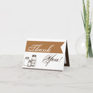 Folded Thank You Card Mason Jar Country Rustic Vas