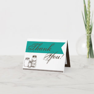 Folded Thank You Card Mason Jar Country Rustic Vas
