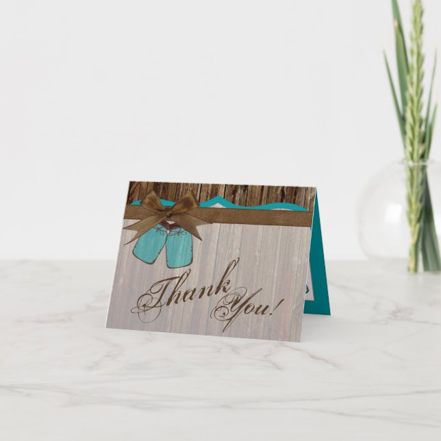 Folded Thank You Card Mason Jar Initials Rustic (Front)