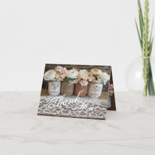 Folded Thank You Card Mason Jars with Roses