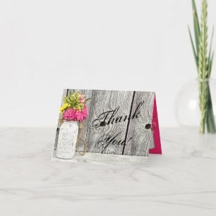 Folded Thank You Card Mason Jars with Wildflowers