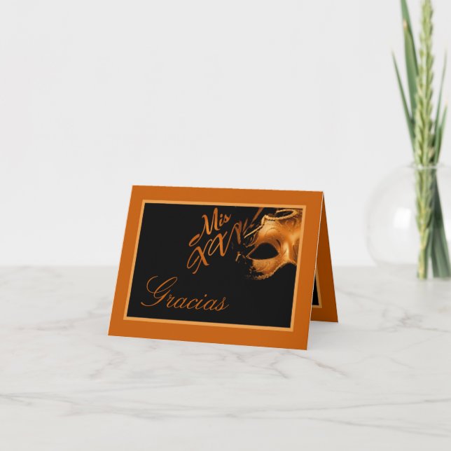 Folded Thank you Card Mis XV Orange Black (Front)