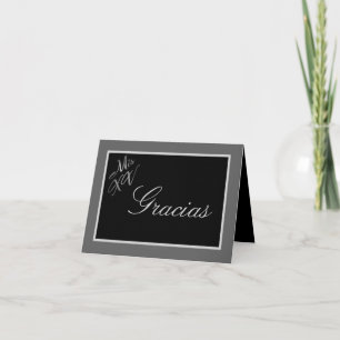Folded Thank you Card Mis XV Silver Black