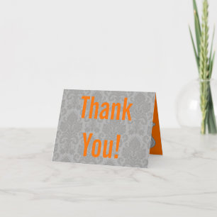 Folded Thank You Card Modern Grey Damask Lace Prin