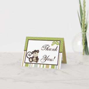 Folded Thank You Card Monkey Time Zoo Animal