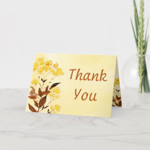 Folded Thank You Card Mustard Yellow Poppy Flower