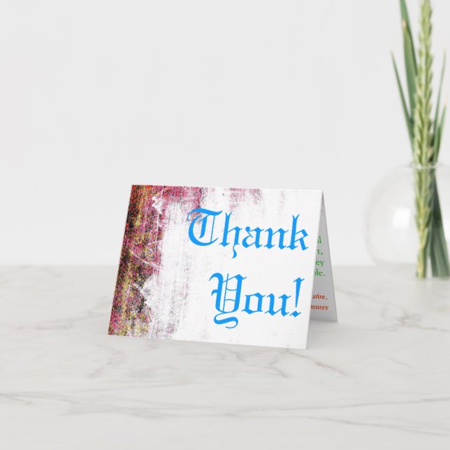 Folded Thank You Card Neon Grunge Scratch Colour (Front)