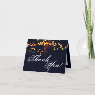Folded Thank You Card Oak Tree String Lights Night