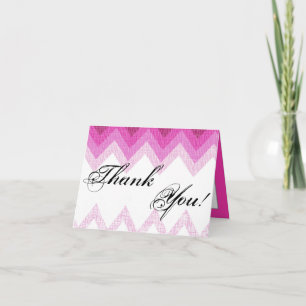 Folded Thank You Card Ombre Pink Chevron